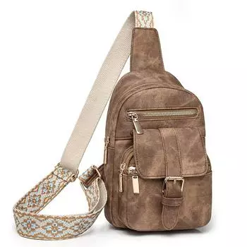 Сумка-брим для женщин Простая и модная Нагрудная сумка из стираной кожи Повседневная сумка кроссбоди для шопинга Уличная трендовая наплечная сумка