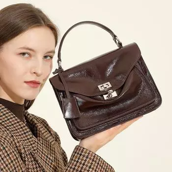 Сумка Cambridge из натуральной кожи с верхним слоем из коровьей кожи, вместительная, женская, через плечо и через почтальонку 22*8*18 чёрный