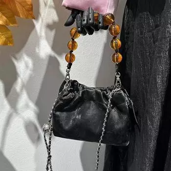 Сумка-цепочка через плечо в китайском стиле, сумка на плечо в китайском стиле, маленькая сумка-переноска Cloud Fold, сумка через плечо через плечо, золотая сумка через подмышку 20 * 14 * 8CM