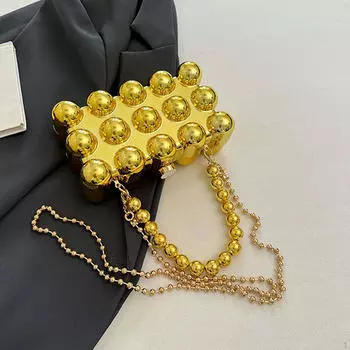 Сумка-цепочка на плечо, модная летняя сумка для шопинга и отпуска золотистый