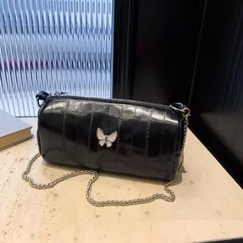 Сумка-цепочка Niche Texture, женская летняя сумка-мессенджер через плечо, универсальная сумка-цилиндр с узором «угорь» в стиле «Бостон» серебряный