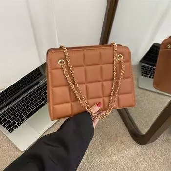 Сумка-цепочка с отступом в клетку, новая модная повседневная сумка через плечо, простая женская сумка в стиле ретро в иностранном стиле белый