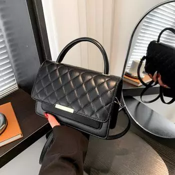 Сумка-цепочка с ромбом женская 2024 зимняя новая ретро сумка через плечо сумка-мессенджер повседневная маленькая квадратная сумка женская сумка чёрный