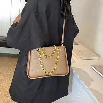 Сумка-цепочка с ромбом, женская, осенне-зимняя, универсальная, 2024, новая модная нишевая сумка-мессенджер на одно плечо, маленькая квадратная сумка для поездок на работу чёрный