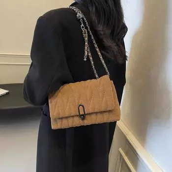 Сумка-цепочка с ромбом женская повседневная на осень и зиму 2024 года, новая ретро-модная сумка-мессенджер, высококачественная сумка через плечо чёрный