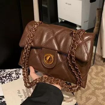 Сумка-цепочка с ромбом, женская, весенняя, ретро, сумка через плечо, подмышечная сумка, универсальная, для поездок на работу, маленькая квадратная сумка красный