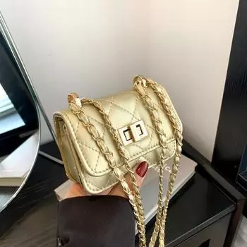 Сумка-цепочка с ромбом женская весна 2024 года, новая фактурная модная вышитая нитью маленькая квадратная сумка, простая сумка-мессенджер через плечо чёрный