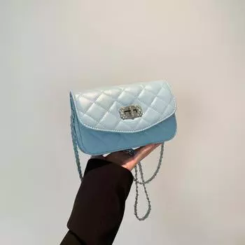 Сумка-цепочка с ромбом женская весна 2024 новая модная текстура сумка-мессенджер универсальная мини-квадратная сумка чёрный