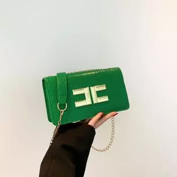 Сумка-цепочка с текстурированным крокодиловым узором, весна 2024, новинка, европейская и американская модная женская сумка-мессенджер чёрный