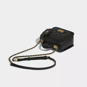 Сумка-цепочка с вышитыми нитками в виде ромба Xiaoxiang 2024 года, новая женская универсальная сумка, легкая, роскошная, портативная, через плечо чёрный