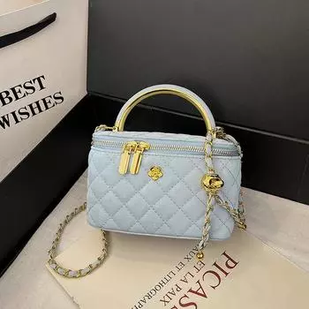 Сумка-цепочка с вышивкой нитью для переноски, женская новая модная сумка-коробка для макияжа с бриллиантами, темпераментная повседневная сумка-мессенджер через плечо