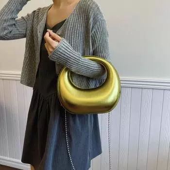 Сумка-цепочка в стиле ретро, летняя новая 2024 года, персонализированная модная, высококачественная, переносная сумка через плечо в форме полумесяца золотой