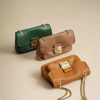 Сумка-цепочка в стиле ретро, женская сумка через плечо, сумка через подмышку из натуральной кожи, сумка-почтальон из натуральной кожи с текстурой растительного дубления