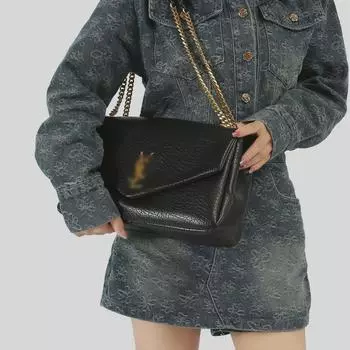 Сумка-цепочка Yangshulin осень/зима 2024 года: Модная, универсальная, вместительная сумка через плечо для женщин чёрный