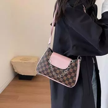 Сумка-цепочка женская фактурная сумка через плечо с тиснением маленькая квадратная сумка модная простая сумка подмышкой