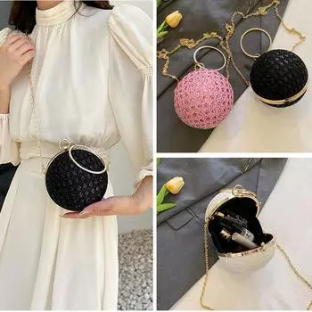 Сумка-цепочка, женская маленькая сумка, новинка 2024 года, модная сумка через плечо с мячом на одно плечо серебряный