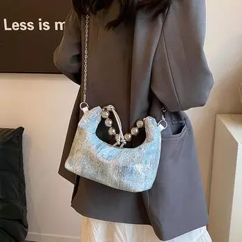 Сумка-цепочка женская модная бисерная пайетки джинсовая сумка через плечо роскошная универсальная сумка-клатч для вечеринок