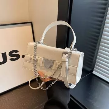 Сумка-цепочка, женская новая модная универсальная сумка через плечо, простая сумка через плечо one size серебряный