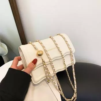 Сумка-цепочка женская весна 2024 года, новая модная сумка через плечо, повседневная, простая, для поездок на работу, маленькая квадратная сумка белый