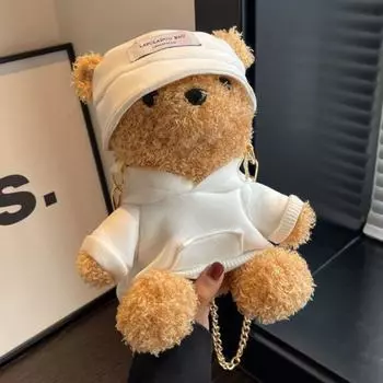 Сумка-чехол Bear Bear Plush Crossbody Kawaii Bear Fluffy Handbag Plush Bear Shoulder Bag Girls фиолетовый