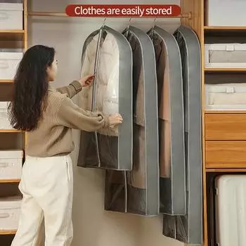 Сумка-чехол для одежды с защитой от пыли, полностью закрытый чехол для одежды, сумка для одежды с застежкой-молнией, прочная сумка для хранения одежды S 60x10x100cm