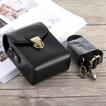 Сумка-чехол из искусственной кожи с пряжкой для всего тела, ручным и шейным ремнем для Canon G7X II/G9X Mark II, Sony RX100/M2 чёрный