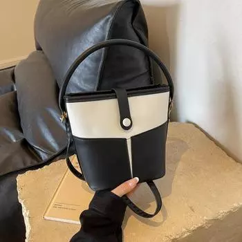 Сумка через плечо 2024 года, летняя новая модная простая переносная сумка-ведро, повседневная ретро-сумка большой вместимости в иностранном стиле чёрный