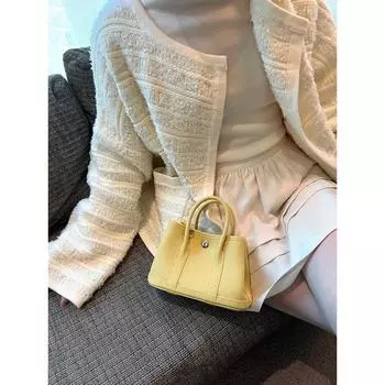 Сумка через плечо 2025 года, ранняя новинка, высококачественная, розовая и белая, верхний слой из коровьей кожи, мини-сумка для сада для женщин, простая сумка для поездок на работу 19x10x12cm белый