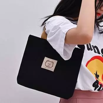 Сумка через плечо Bear, большая вместимость, рабочая сумка, сумки в корейском стиле для женщин чёрный