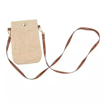 Сумка через плечо Bohemia Beach Ladies Straw Messenger Bag Crossbody Bag Phone Pocket Single Shoulder white-Without magnetic buckle