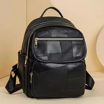 Сумка через плечо, большая вместимость, школьный рюкзак, повседневный рюкзак, женская дорожная сумка, мягкий кожаный рюкзак, ретро-сумка чёрный