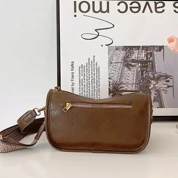 Сумка через плечо, большая вместимость, женская, осенняя, новый стиль, простая, из искусственной кожи, на молнии, с нитками, сумка через плечо для поездок на работу