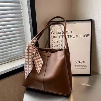 Сумка через плечо Большая вместительная сумка для матери и ребенка Женская сумка Tide из искусственной кожи Городская простая сумка-тоут чёрный