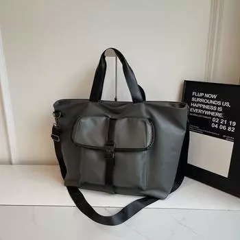 Сумка через плечо Большая вместительная сумка-тоут Сумка для покупок Сумка через плечо из искусственной кожи Женская сумка чёрный