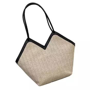 Сумка через плечо Большая вместительная сумка через плечо для женщин Соломенная кожа Классическая сумка-тоут Черный цвет чёрный