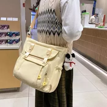 Сумка через плечо большой емкости для студентов, сумка для книг для женщин чёрный