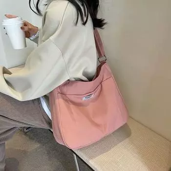 Сумка через плечо большой емкости, женская однотонная большая сумка, сумка через плечо для студентов оранжевый