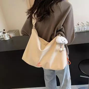 Сумка через плечо большой вместимости. Женская легкая сумка через плечо. Большая сумка-тоут. бежевый