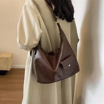 Сумка через плечо большой вместимости Женская кожаная сумка через плечо