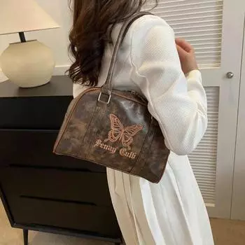 Сумка через плечо Butterfly Maillard Retro Handheld, женская модная корейская сумка через плечо, универсальная сумка через плечо большой вместимости