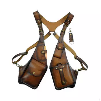 Сумка через плечо через подмышку из искусственной кожи с двумя плечами для мужчин и женщин на фестивале коричневый