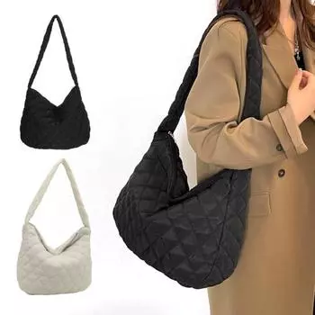 Сумка через плечо Cloud Lattice на молнии, однотонная, стеганая, повседневная сумка-тоут для улицы, путешествий, офиса, вечеринки белый