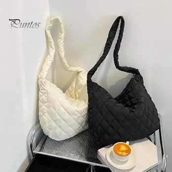 Сумка через плечо Cloud Lattice на молнии, однотонная, стеганая, повседневная сумка-тоут для улицы, путешествий, офиса, вечеринки белый