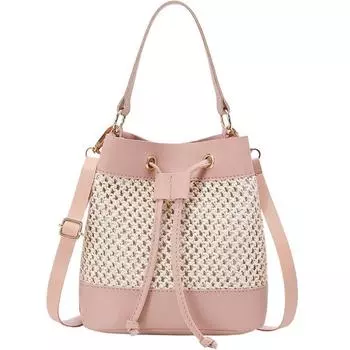 Сумка через плечо Commute Straw, сумка через плечо Bundle Pocket, пляжная сумка через плечо, повседневная сумка-ведро с завязками, женская коричневый