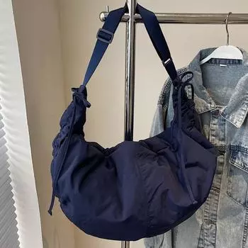 Сумка через плечо Commuter с плиссированной подвеской с полумесяцем Vagrant Bag Сумка через плечо женская нейлоновая сумка для пельменей Большая вместительная сумка с полумесяцем чёрный