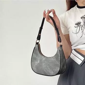 Сумка через плечо Cool Girl Underarm Bag Новая ретро-сумка Half Moon Crossbody Элегантные сумки из текстурной кожи с темпераментом