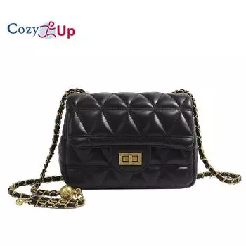 Сумка через плечо Cosy Up, маленький золотой шарик, цепочка с ромбовидной сеткой, маленькая квадратная сумка 18x12x7cm чёрный