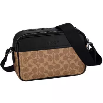 Сумка через плечо CV921 [Coach] мужская бежевая/черная [Товар]