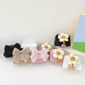 Сумка через плечо для девочки, сумка через плечо, кошелек для монет, детская сумка с бантом или цветочным узором bowknot розовый