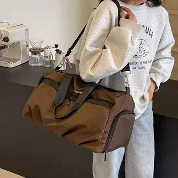 Сумка через плечо для йоги и фитнеса, женская портативная сумка для багажа, разделительная сумка для обуви, дорожная сумка большой вместимости чёрный